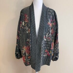 Johnny Was Viviana Bishop Sleeve Kimono Jacket Embroidered Pockets Artsy Sz 1X